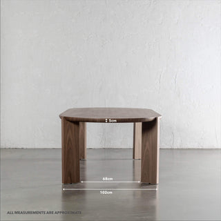 CASSAN ROUNDED DINING TABLE  |  DEEP WALNUT WOOD GRAIN  |  270CM | MEASUREMENTS