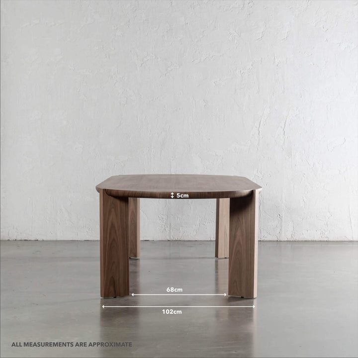 CASSAN ROUNDED DINING TABLE  |  DEEP WALNUT WOOD GRAIN  |  270CM | MEASUREMENTS
