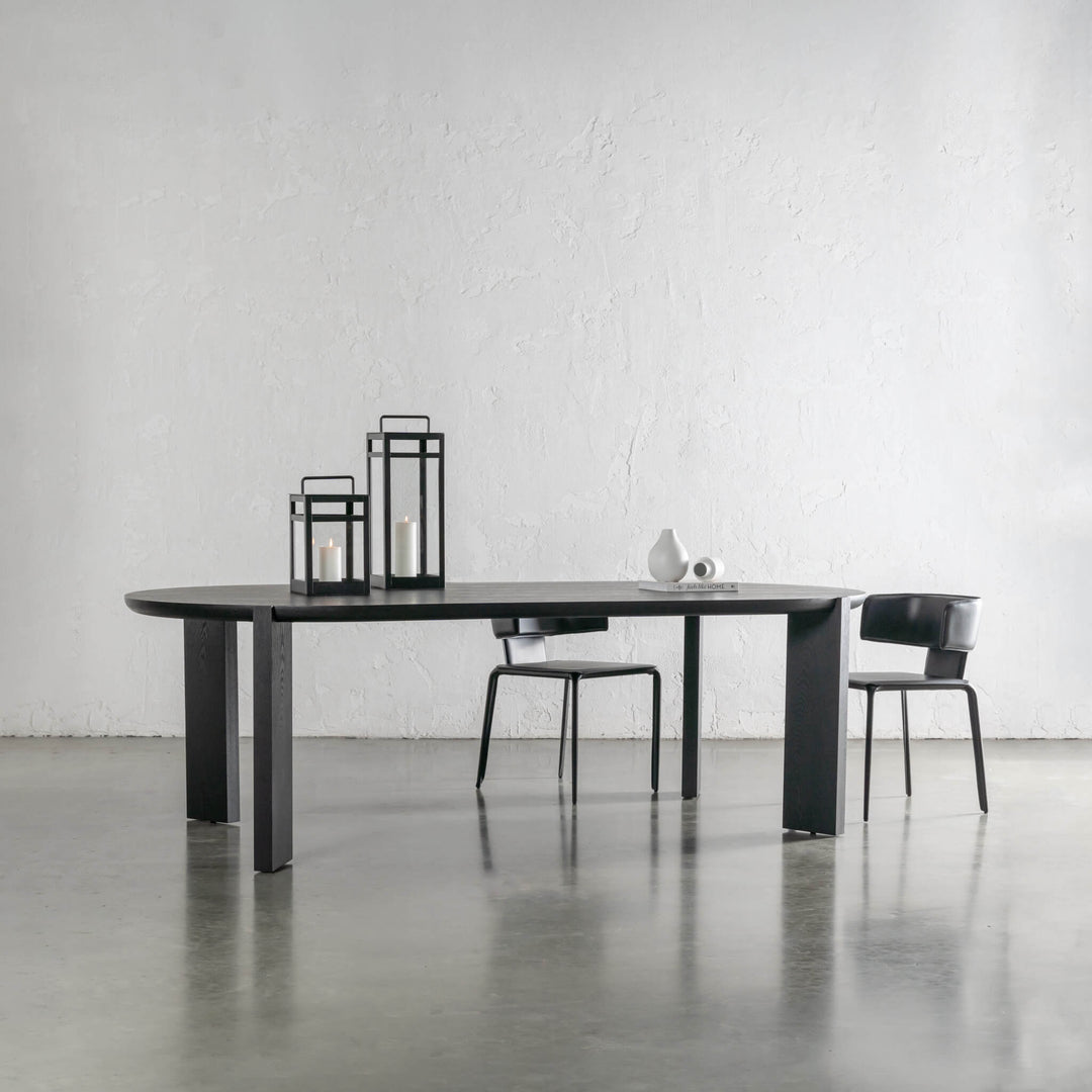 CASSAN ROUNDED DINING TABLE  |  BLACK NOIR WOOD GRAIN  |  240cm