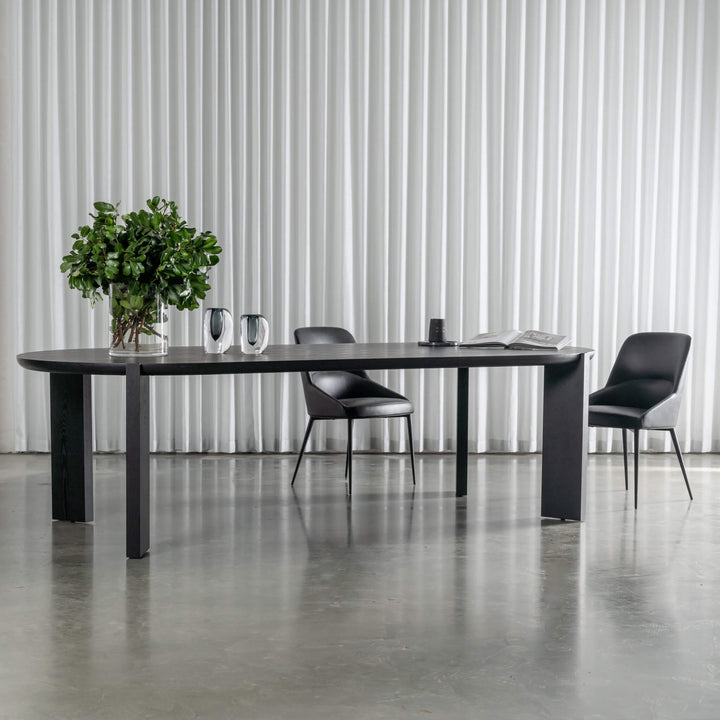 CASSAN ROUNDED DINING TABLE  |  BLACK NOIR WOOD GRAIN  |  270cm