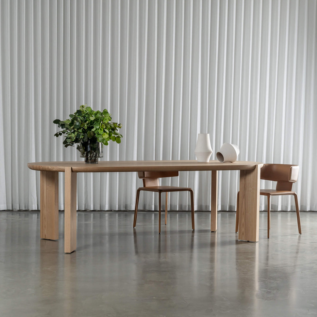 CASSAN ROUNDED DINING TABLE  |  BIRCH ASH WOOD GRAIN  |  240CM