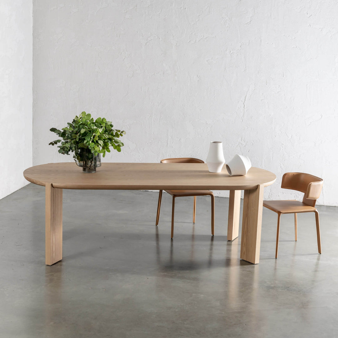 CASSAN ROUNDED DINING TABLE  |  BIRCH ASH WOOD GRAIN  |  240CM