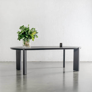 CASSAN ROUNDED DINING TABLE  |  BLACK NOIR WOOD GRAIN  |  210CM