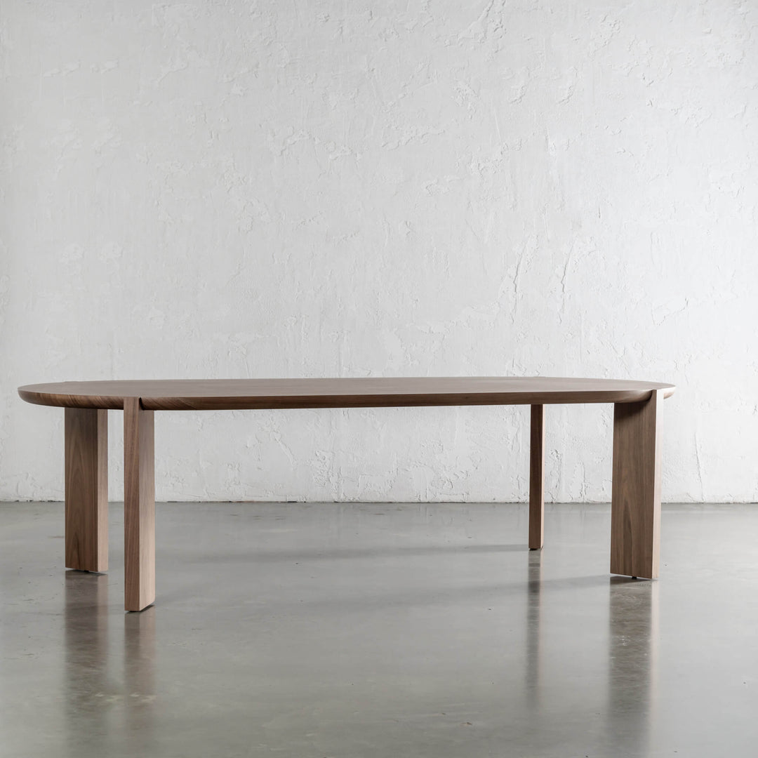 CASSAN ROUNDED DINING TABLE  |  DEEP WALNUT WOOD GRAIN  |  240cm