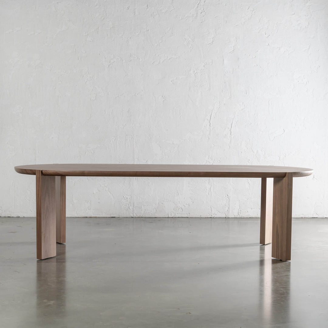 CASSAN ROUNDED DINING TABLE  |  DEEP WALNUT WOOD GRAIN  |  240cm