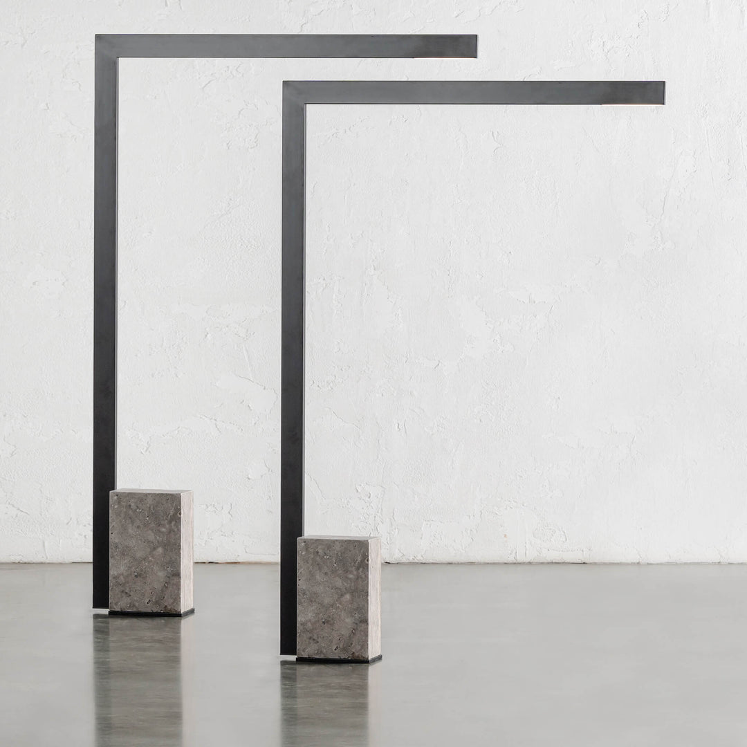 CASSIANO LED FLOOR LAMP BUNDLE X2  |  150CM  |  MATTE BLACK + TRAVERTINE