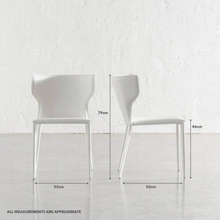 CAYDEN MID CENTURY VEGAN LEATHER DINING CHAIR  |  LIMED WHITE | MEASUREMENTS