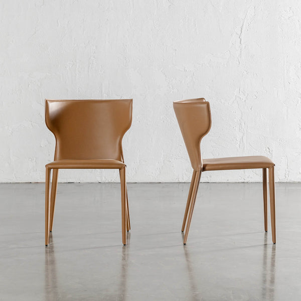 CAYDEN MID CENTURY VEGAN LEATHER DINING CHAIR  |  SADDLE TAN