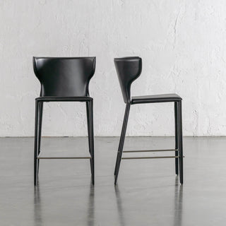 CAYDEN MID CENTURY VEGAN LEATHER BAR CHAIR | NOIR BLACK