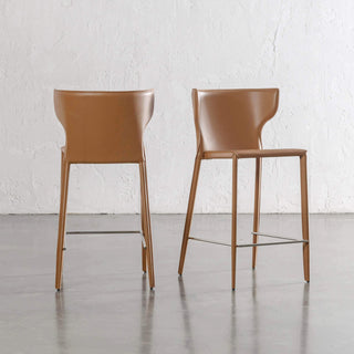 CAYDEN MID CENTURY VEGAN LEATHER BAR CHAIR | SADDLE TAN