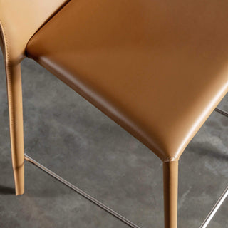 CAYDEN MID CENTURY VEGAN LEATHER BAR CHAIR | SADDLE TAN