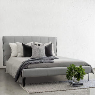 CENOVA BED FRAME  |  CASPER GREY + NOIR BLACK VEGAN LEATHER
