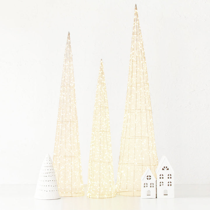 CENTAURI ILLUMINOUS LED CONE XMAS TREE BUNDLE X3 | M + L + XL | GOLD