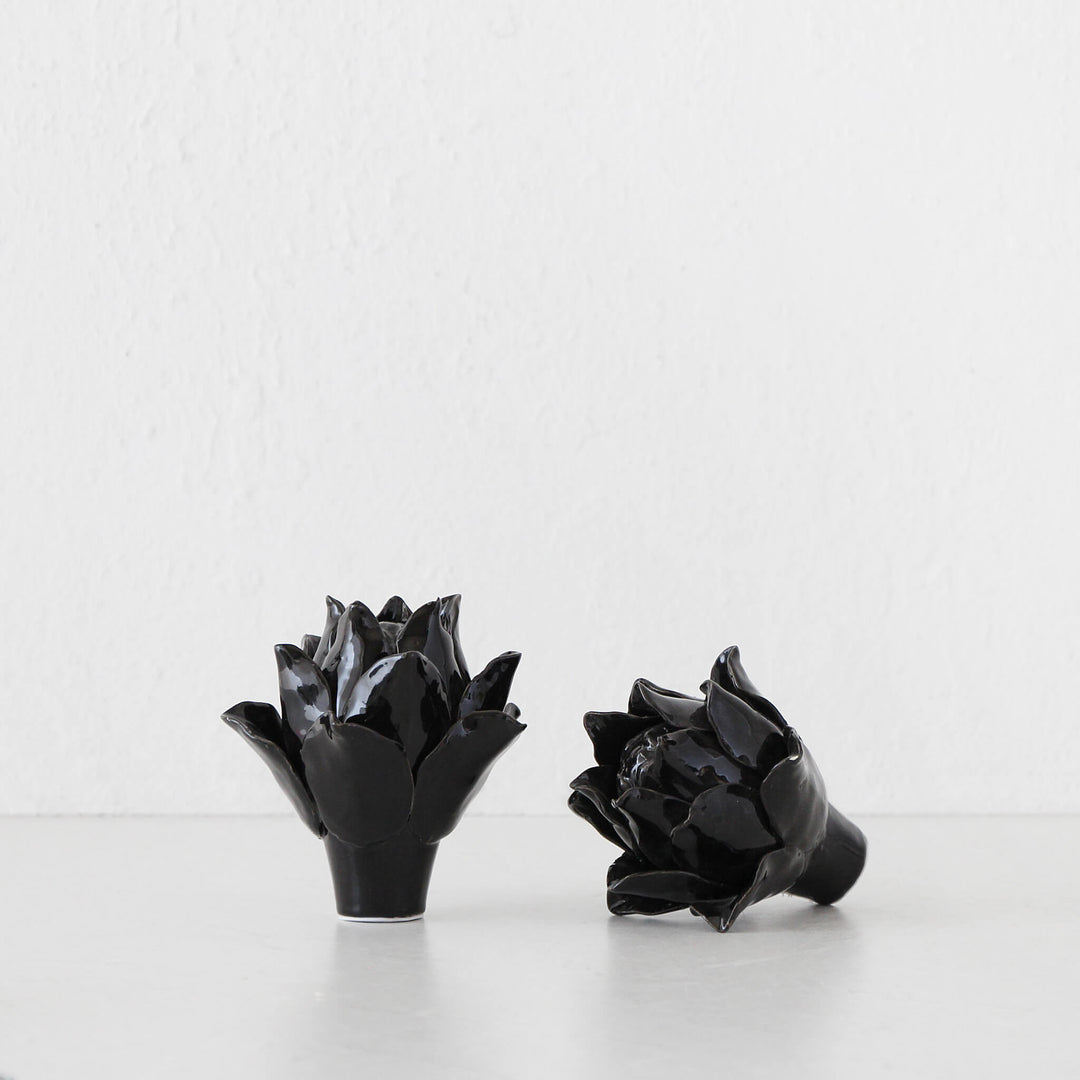 CERAMIC ARTICHOKE  |  BLACK  |   SET OF 2