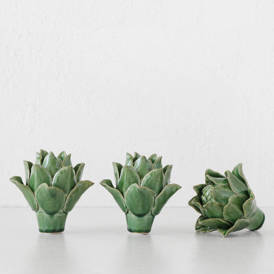 CERAMIC ARTICHOKE  |  GREEN  |   SET OF 3