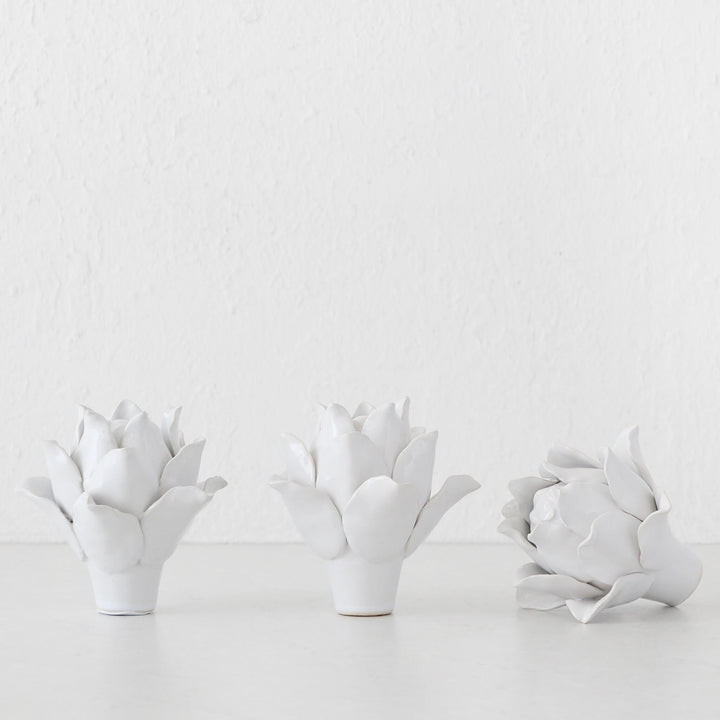 CERAMIC ARTICHOKE  |  WHITE  |   SET OF 3