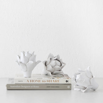 CERAMIC ARTICHOKE | SET OF 3 | WHITE CERAMIC | STYLED