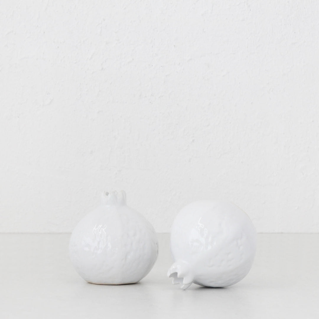 CERAMIC POMEGRANATE 13CM  |  BUNDLEX2  |  WHITE