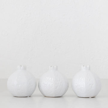 CERAMIC POMEGRANATE 13CM  |  BUNDLE X3  |  WHITE