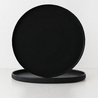 ROUND RIBBED CERAMIC PLATTER BUNDLE X2  |  MATT BLACK