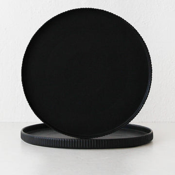 ROUND RIBBED CERAMIC PLATTER BUNDLE X2  |  MATT BLACK