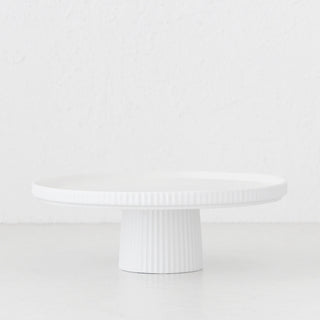 CERAMIC RIBBED  FOOTED STAND  |  MATTE WHITE