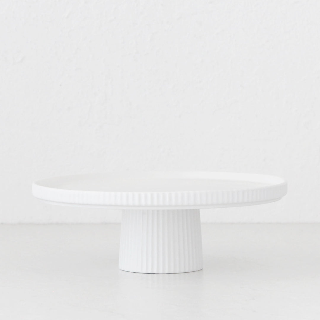 CERAMIC RIBBED FOOTED STAND | MATTE WHITE