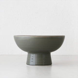 CERAMIC PEDESTAL BOWL  |  SAGE GREEN