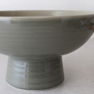 CERAMIC PEDESTAL BOWL  |  SAGE GREEN
