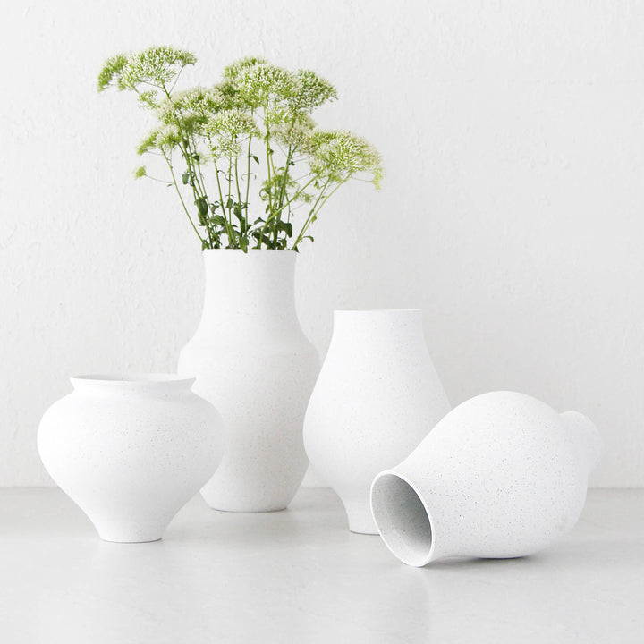 SPECKLED CERAMIC VASE COLLECTION  |  WHITE + SAND CERAMIC