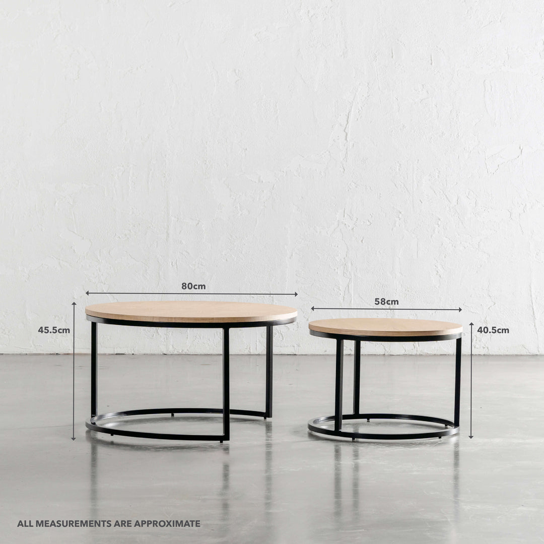 CHIARA COFFEE TABLE SET OF 2  |  BIRCH ASH | MEASUREMENTS