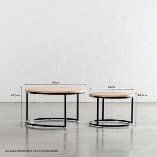 CHIARA COFFEE TABLE SET OF 2  |  BIRCH ASH | MEASUREMENTS
