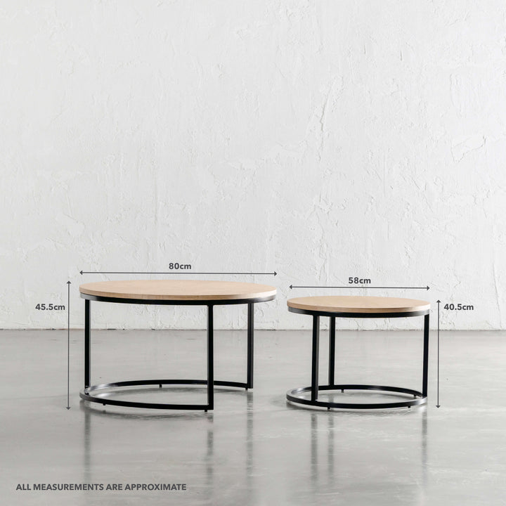 CHIARA COFFEE TABLE SET OF 2  |  BIRCH ASH | MEASUREMENTS