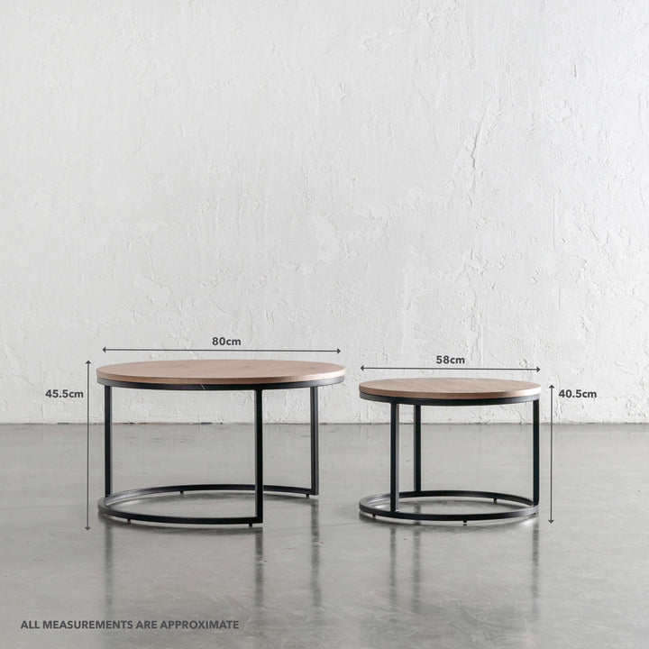 CHIARA COFFEE TABLE SET OF 2 | WALNUT WOOD GRAIN | MEASUREMENTS