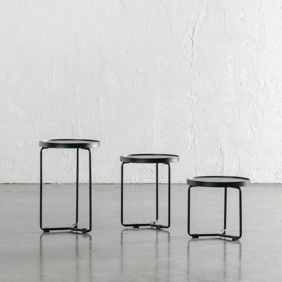 CHIARA SIDE TABLE   |  SET OF 3  |  BLACK WOOD GRAIN