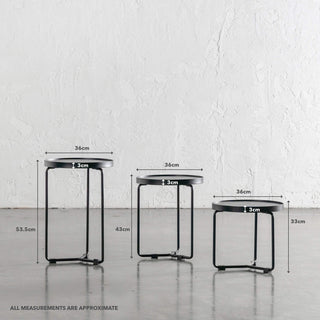 CHIARA SIDE TABLE   |  SET OF 3  |  BLACK WOOD GRAIN | MEASUREMENTS