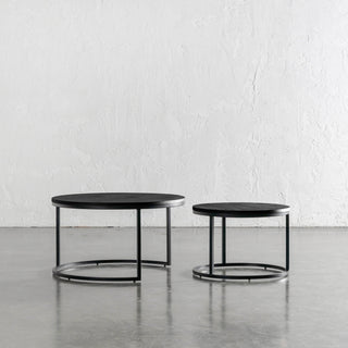 CHIARA COFFEE TABLE SET OF 2  |  BLACK WOOD GRAIN