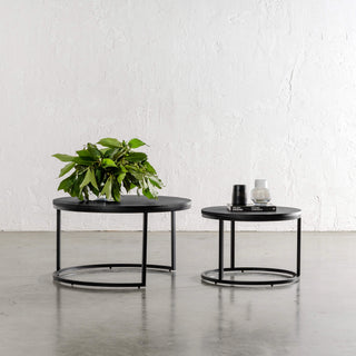 CHIARA COFFEE TABLE SET OF 2  |  BLACK WOOD GRAIN