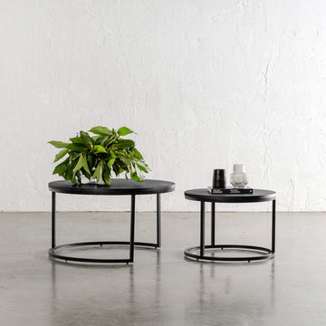 CHIARA COFFEE TABLE SET OF 2  |  BLACK WOOD GRAIN