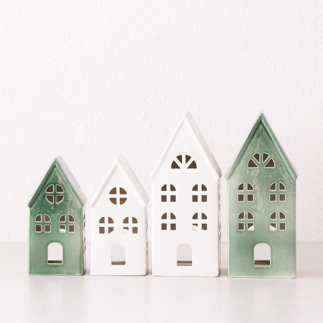 CHRISTMAS HOUSE DECORATION COLLECTION  |  WHITE + GREEN CERAMIC