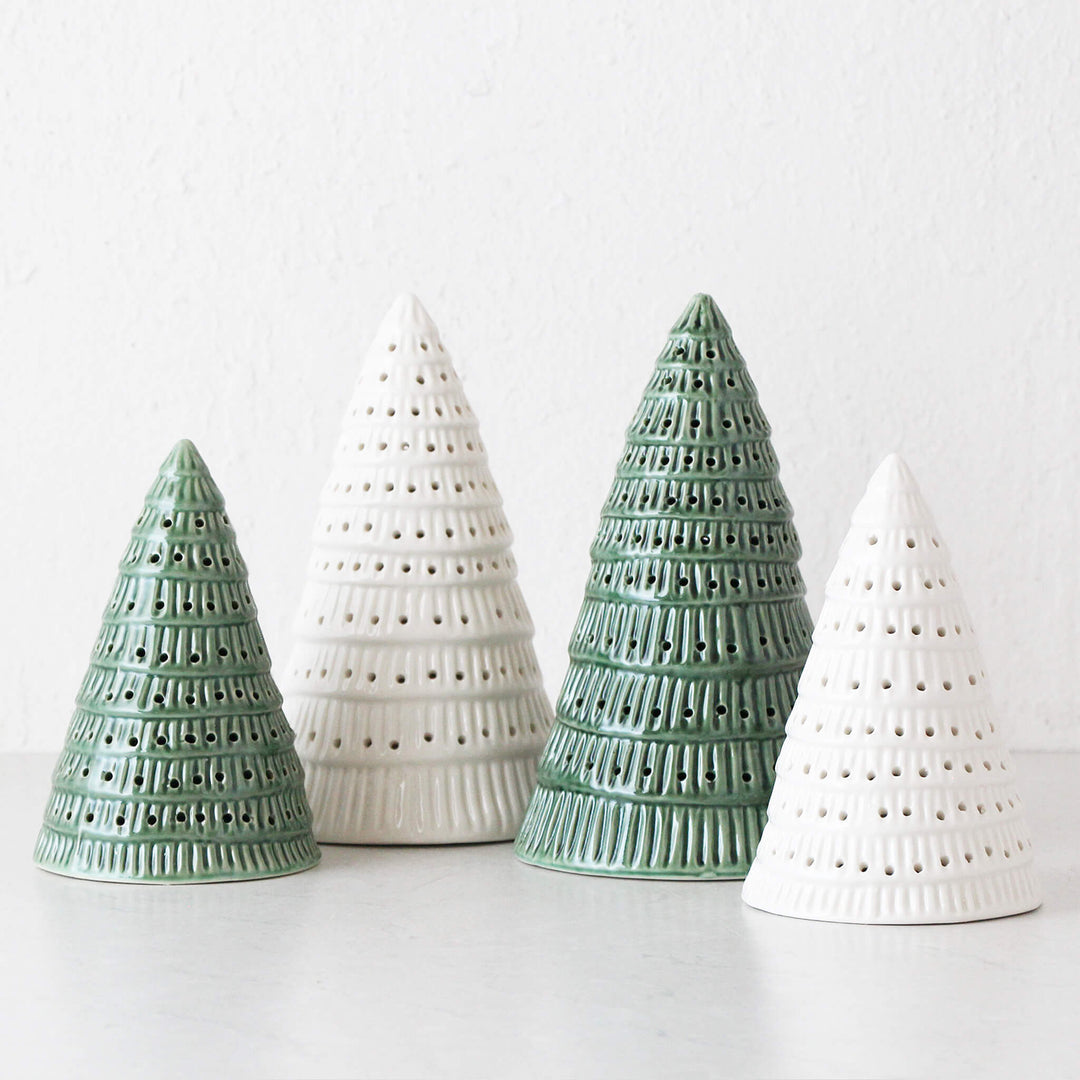 CHRISTMAS TREE DECORATION COLLECTION |  WHITE + GREEN CERAMIC