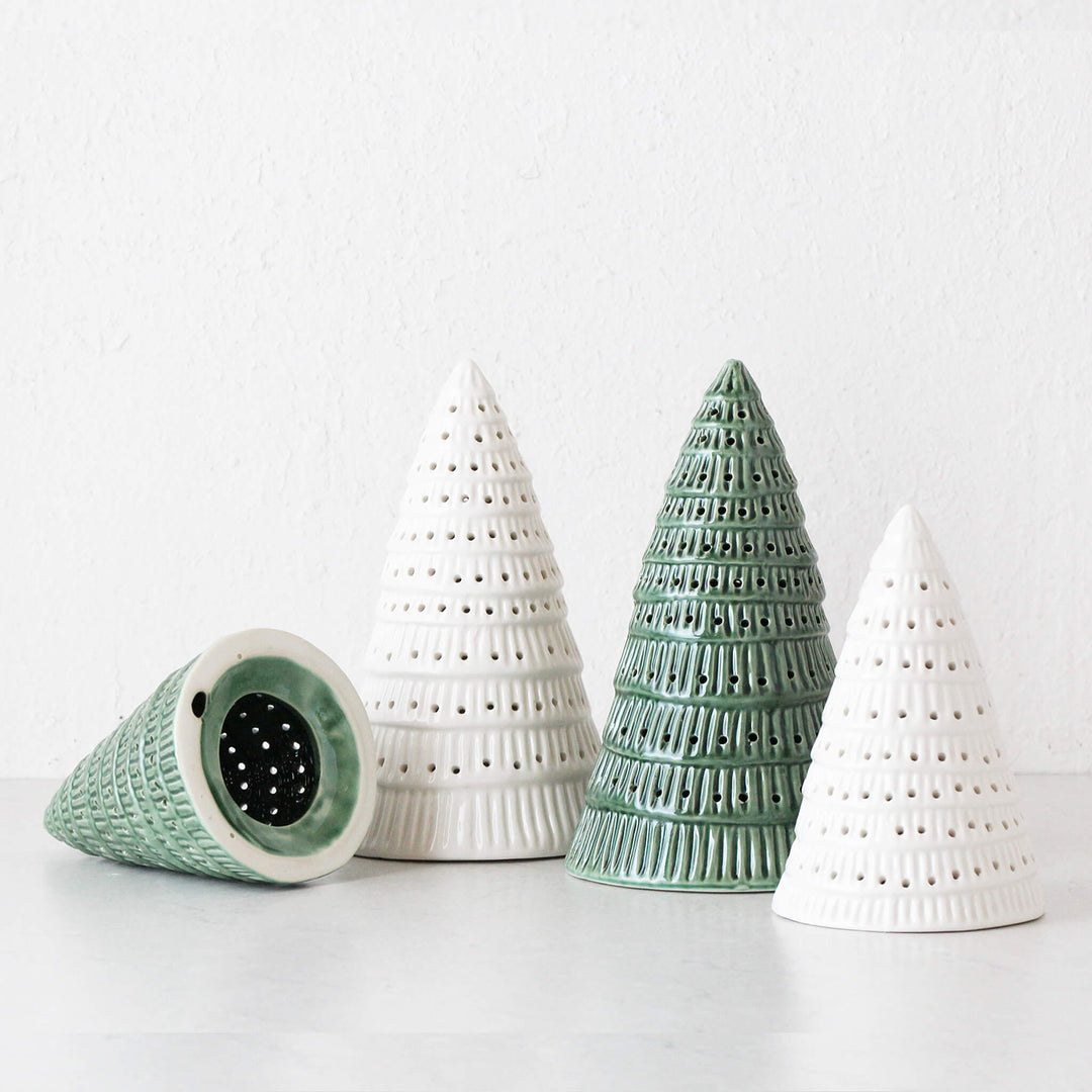 CHRISTMAS TREE DECORATION COLLECTION |  WHITE + GREEN CERAMIC