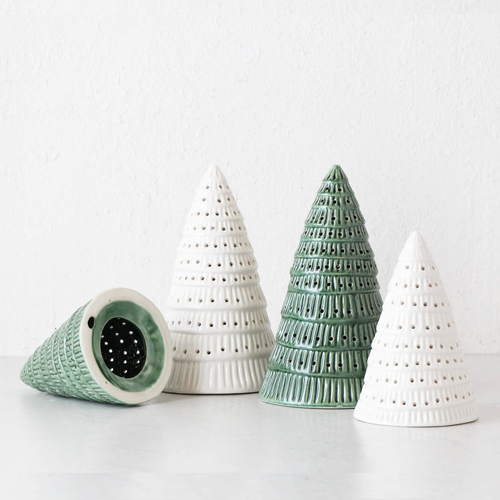 CHRISTMAS TREE DECORATION COLLECTION  |  GREEN + WHITE CERAMIC