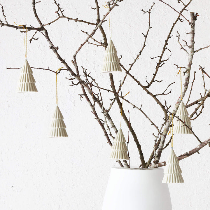 CHRISTMAS HANGING DECORATION BUNDLE X6  |  TREE ORNAMENT  |  SAGE SPECKLE  CERAMIC