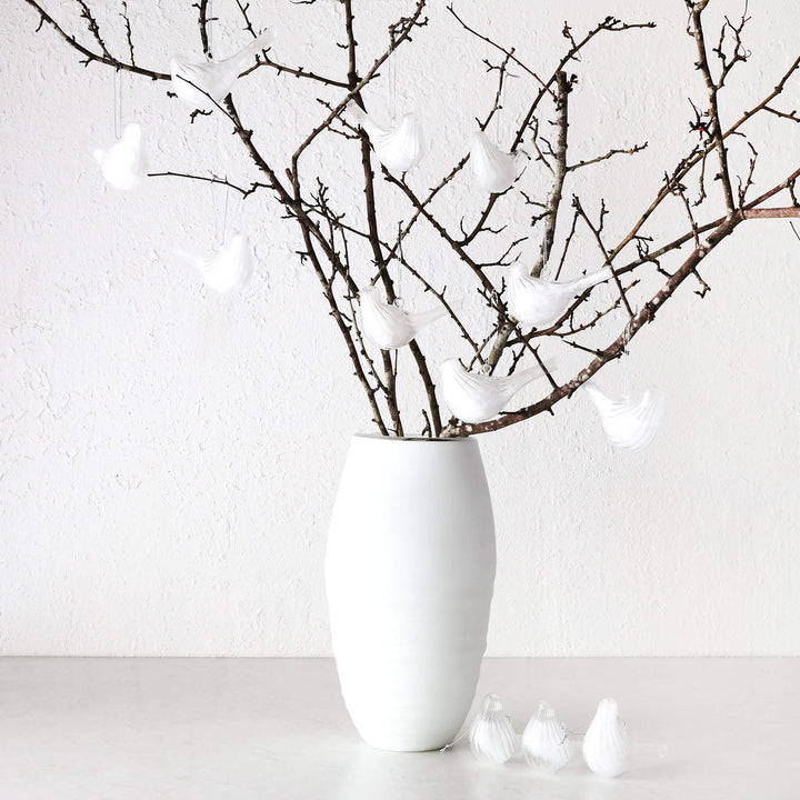 CHRISTMAS HANGING DECORATION BUNDLE X6  |  DOVE ORNAMENT  |  CLEAR GLASS