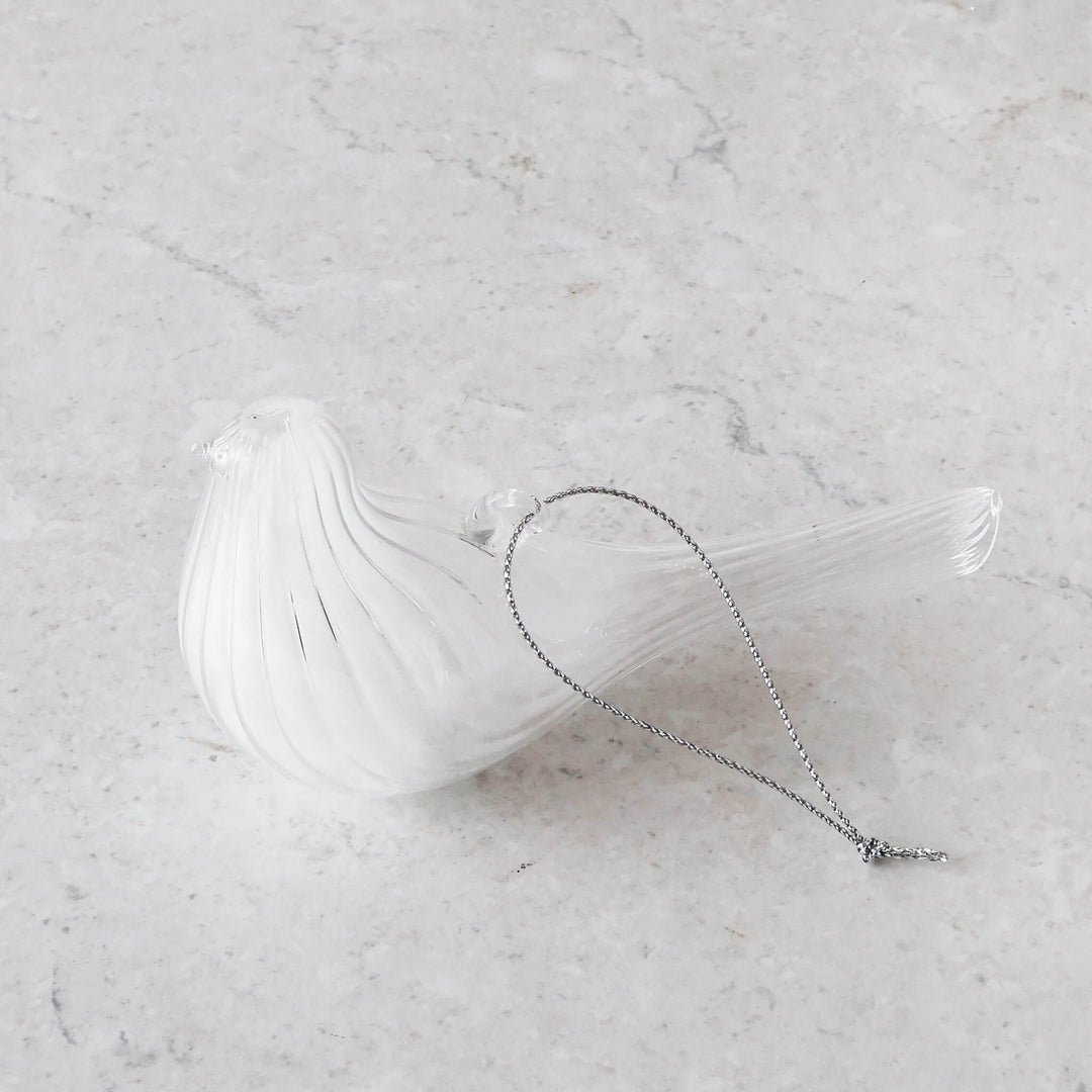 Christmas Hanging Decoration  |  Dove Ornament  |  Clear Glass