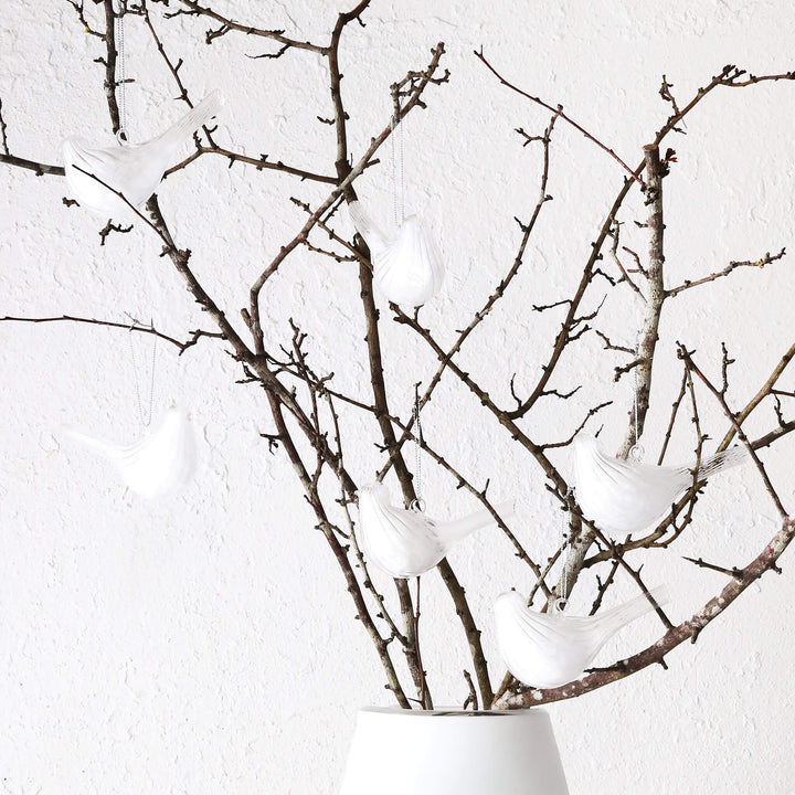 CHRISTMAS HANGING DECORATION BUNDLE X6  |  DOVE ORNAMENT  |  CLEAR GLASS