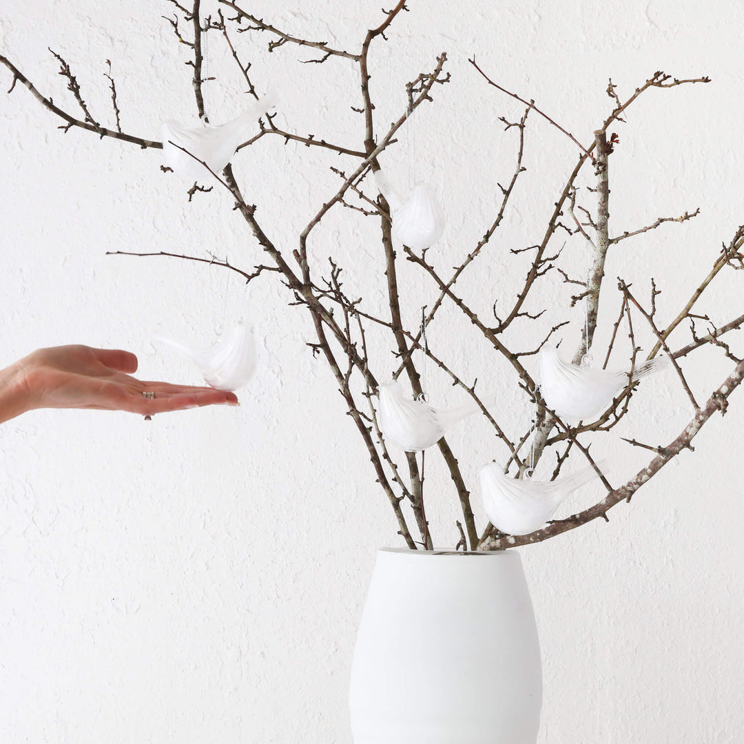 CHRISTMAS HANGING DECORATION BUNDLE X6  |  DOVE ORNAMENT  |  CLEAR GLASS