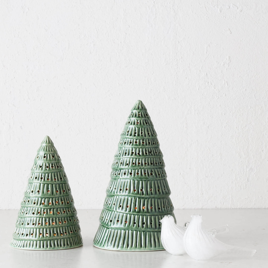 CHRISTMAS TREE TABLE DECORATION BUNDLE GREEN CERAMIC_with dove