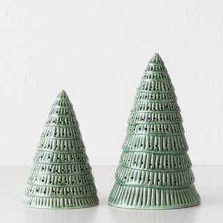 CHRISTMAS TREE TABLE DECORATION BUNDLE GREEN CERAMIC